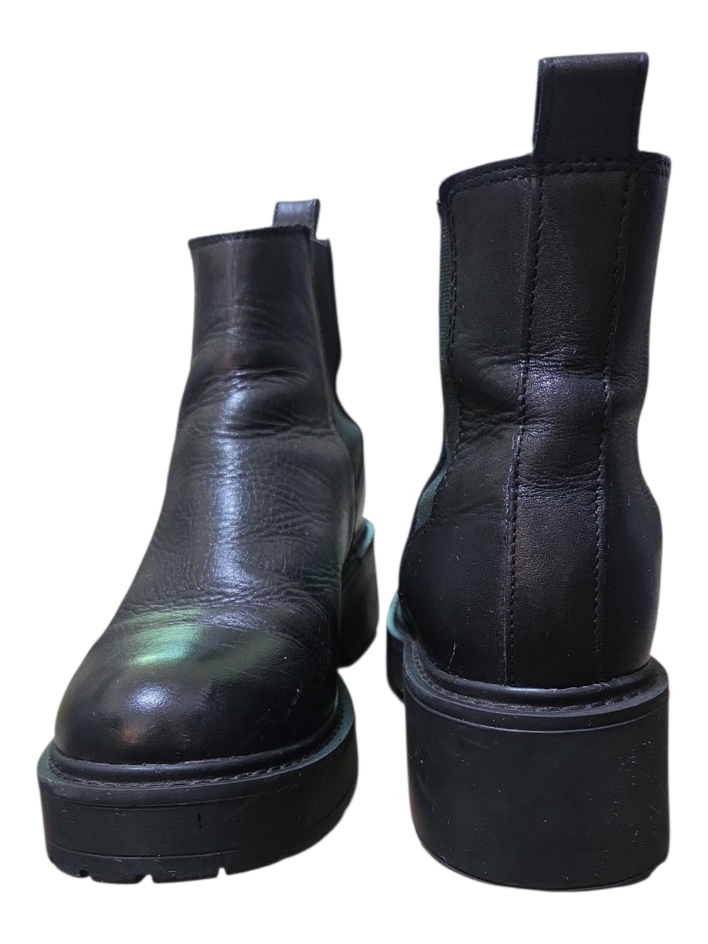 Steve Madden Black Leather Platform Chelsea Booties - Picture 7 of 11